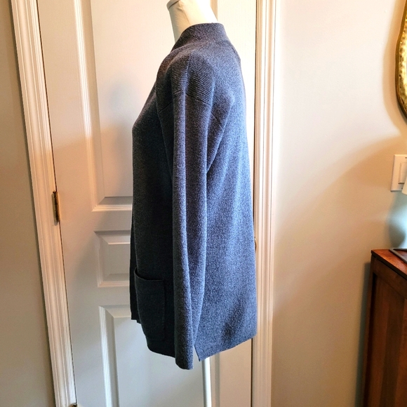Finity Naturals SZ S, Women's Slate Blue Merino Wool/Polyester Blend Cardigan - Picture 4 of 15
